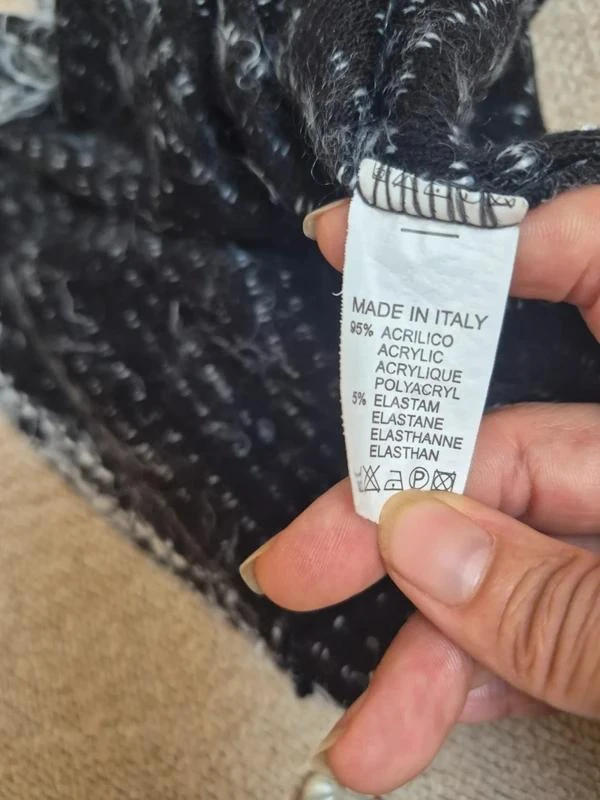 Suéter vintage con cremallera negro y blanco texturizado talla única – photo 13